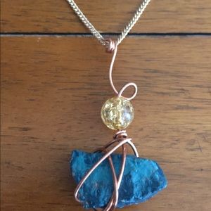 Blue Earth Lacquer Gem Necklace 2